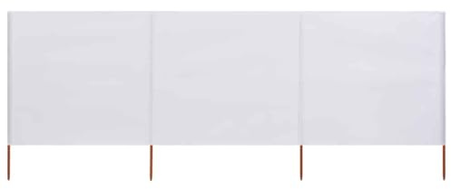 Qnhdfrt Brise-vue pliable en 3 parties 400 x 80 cm blanc sable en non-tissé et bois - Tissu brise-vue pour balcon peu encombrant - Design d'extérieur robuste pour terrasse, jardin et camping