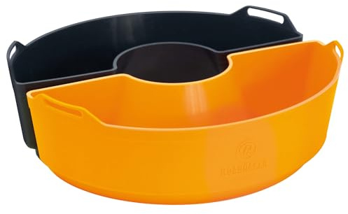 RoadSilicone Half & Half Silikonbackformen 2er Set für RoadBaker Campingbackofen – Flexible Halbformen aus Platin-Silikon – LFGB & FDA-konform – PFAS-frei – Hitzebeständig bis 230 °C – Anthrazit/Orang