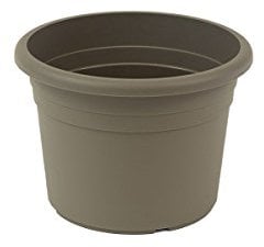 greemotion Pot de fleurs rond en plastique Ø 15cm 1L - Pot pour plantes extérieures et intérieures - Pot de jardin couleur taupe