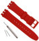 Bracelet de montre étanche en caoutchouc de silicone de remplacement pour Swatch (17mm 19mm 20mm) (17mm, Red)
