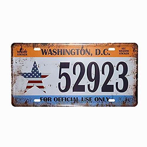 Eureya Auto-Nummernschild, für Zuhause/Café/Bar/Pub/Restaurant/Ausstellung, als Wanddekoration, im Vintage-Stil, 15,2 x 30,5 cm, metall, Washington,d.c.52923, 6x12