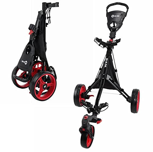 Ram Golf Push/Pull 3-Wheel Golf Cart/Trolley with 360° Rotating Front Wheel for Ultimate Agility