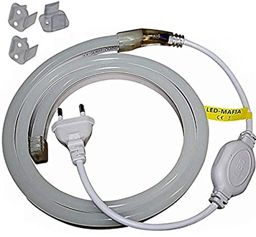 1-5m LED Neon Flex Lichtschlauch - 230V bei 8W/m - Wasserfest - Streifen Band - warmweiß weiß rot - 13,49€/m Licht (gelb, 2m)