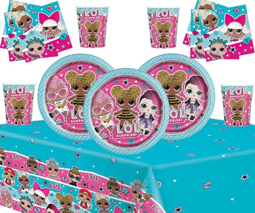 Offer Shop Kids Surprise Party Supplies Kindergeburtstag LOL Party Tischdekorationen Mädchen Motto Parteien Einweggeschirr Set-16 serviert
