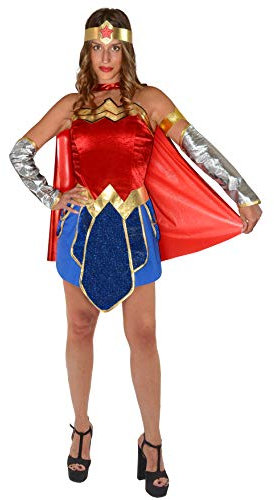 Ciao- Wonder Woman Costume déguisement Fille Femme Adulte Original DC Comics (Taille, Women, Uni, 11678.M, Red, Blue, Size M