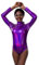 IWEMEK Damen Laser Metallic Langarm Ballett Tanz Trikot Leotard Glänzende Ballettanzug Ballettbody Tanzbody Lack Leder Bodysuit Wetlook Body Sport Gymnastik Turnanzug Top Kostüm Violett M