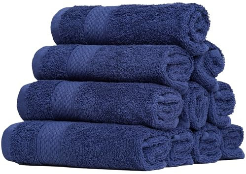 Brielle Handtuch-Set aus 100% Baumwolle - 10er Set Gästehandtücher, 30x50 cm, Sehr saugfähige Gästetücher für das Badezimmer, Gästetuch in Hotel- & Spa-Qualität, Packung mit 10, Navy Blau