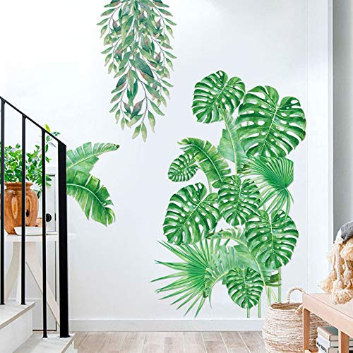 COVPAW® Wandtattoo Wandaufkleber XXL Grüne Tropische Pflanzen Natur Palmen Blätter Wandsticker Wandbild Bilder Wohnzimmer Schlafzimmer Deco