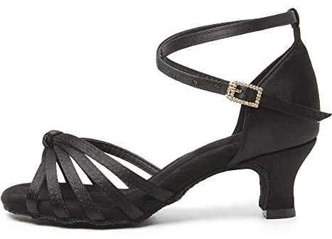 TINRYMX Latein Tanzschuhe Damen Satin Prom Salsa Standard Profi Tanzschuhe,801-Schwarz-5cm,38 EU