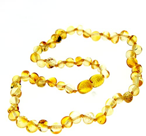 SilverAmber Jewellery Zitrone baltische Bernstein perlen Halskettet - Kettenlänge 60 cm - Erhältlich in verschiedenen Farben und Größen - NBARHON60