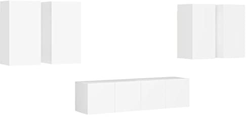 vidaXL Ensemble de Meubles TV 6 pcs, Ensemble d'Armoires de Télévision avec Rangement, Meubles Télé de Salon, Blanc Bois d'Ingénierie