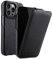 MELCKO Funda para Apple iPhone 13 PRO (6,1 pulgadas), funda de piel revestida, funda tipo libro plegable, funda fina para teléfono móvil, color negro