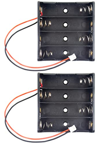 whiteeeen 2pcs 4 AA Battery Holder 4 x 1.5V 6v AA Cell Battery Holder Box Case with PH 2.0mm 2.0 Socket White