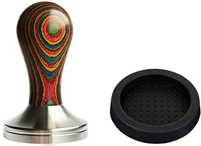 scarlet espresso | Tamper »classic colorato«, stilvoller Espresso-Stempel mit ergonomischem Griff aus buntem Edelholz, für perfekten Espresso, Barista (multi, 53 mm & Tamperablage)