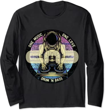 Drum n Bass DNB Astronaute Space Batterie électro-acoustique et basse Manche Longue