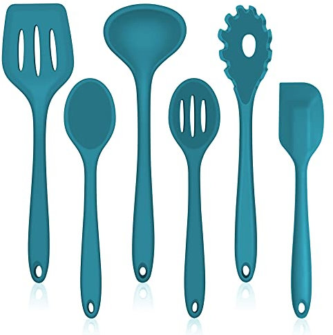 HaWare Juego de 6 utensilios de cocina de silicona (azul, 6)