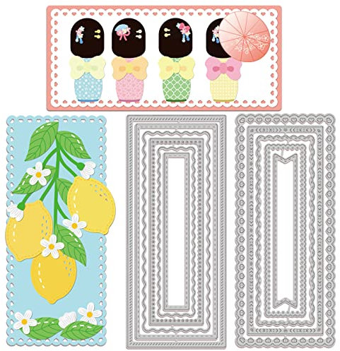 GLOBLELAND rechteckige Rahmen-Stanzformen zum Herstellen von Kartendekorationen aus Metall, Lesezeichen, Banner, Bordüren, Stanzformen, Schablonen für Scrapbooking, Fotoalbum