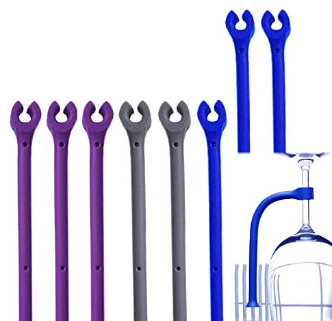 HJYZY 8 pcs Silicone Wine Glass Rack Silicone Dishwasher Attachment Dishwasher Wine Glass Protector Tether (Multicolor)