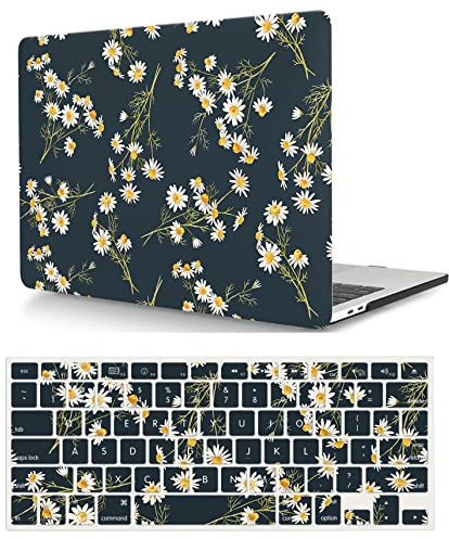 Laptop Hülle für Neues MacBook Air 13 Zoll Modell A1932 A2179 A2337 M1 mit Retina Display and Touch ID 2020 2019 2018, Plastik Schützend Hartschale Case Cover & Tastaturschutz, Gänseblümchen