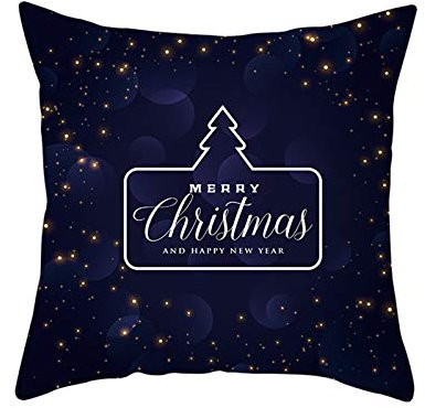 Kuschelkissen Schwarz, Kissen Jugendzimmer Mädchen Polyester Kissenbezug 50X50cm 1er Set Schwarzes Gold Sternenlicht Frohe Weihnachten