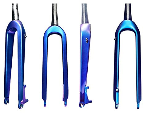 Fourche VTT 26/27,5/29 en Carbone Rigide Fourche VTT 1-1/8 avec Frein à Disque Tube Droit/Conique sans Filetage 28,6 mm Fourche Avant VTT Super légère,Blue,27.5
