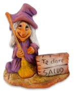 Figura decorativa Bruja Escoba 100% hecha a mano (Lila, Salud)