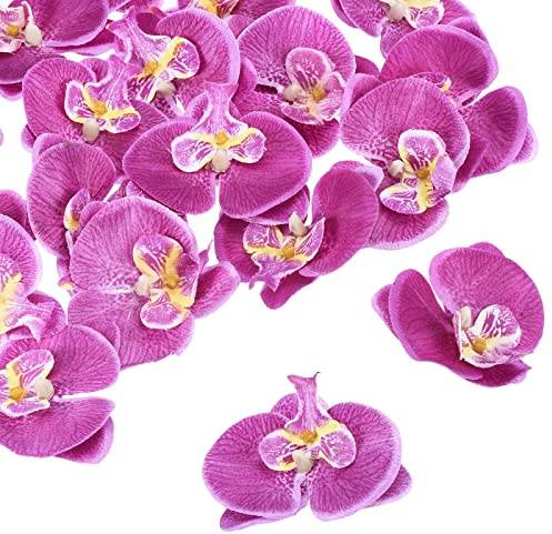 PATIKIL 40Pack Künstliche Orchidee Blumenköpfe 2.8 Dunkel Violett