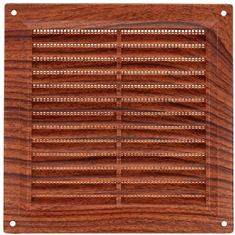 Amig - Rejilla cuadrada de plástico con mosquitera- Rejillas de ventilación para salida de aire - Adecuado para techo de cocina y baño - Medidas: 200 x 200 MM - Color: Sapelli