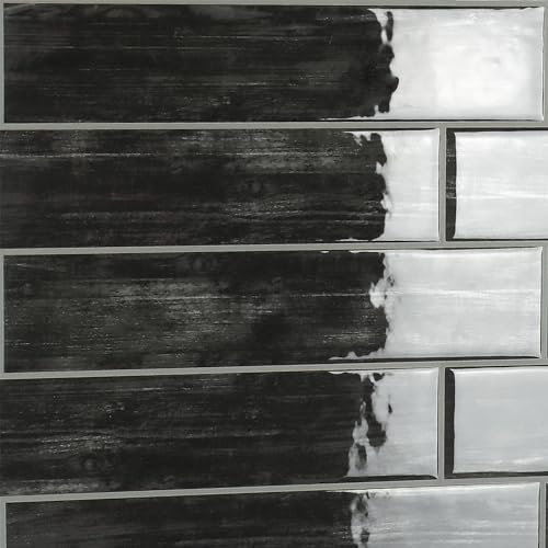 CRE8TIVE Schwarz Fliesenaufkleber Holzoptik Fliesenaufkleber Bad Vinylboden Fliesenoptik Wandfliesen Selbstklebend Wandaufkleber Küchenrückwand Venylfliesen Selbstklebend 30.5cm x 30.5cm 4 Stücke