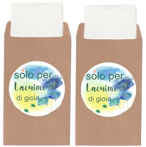 MKISHINE 100pz Porta fazzoletti con Adesivo Lacrime di Gioia,bomboniere per Matrimoni, Porta Fazzoletto per Wedding Bag,Decorazione di Nozze,Porta Fazzoletto per Matrimonio,Gadget Nozze