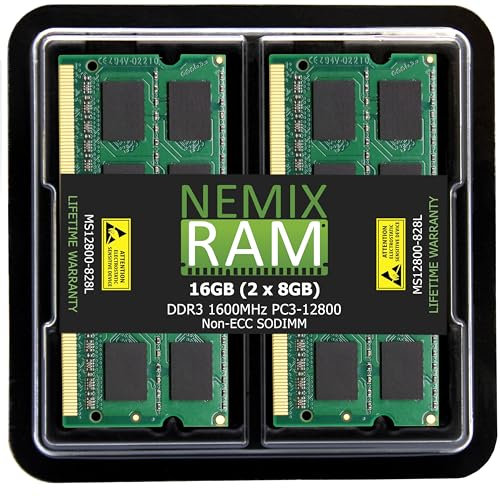 NEMIX RAM Kit SODIMM da 16 GB (2 x 8 GB) DDR3 1600 MHZ PC3-12800 SODIMM compatibile RAM di ricambio per Synology Rackstation RS1219+ RS818RP+ RS818+ Diskstation DS1817+ DS1517+ RAM1600DDR3L-8GBX2