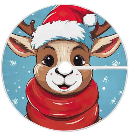 Gonna per albero di Natale con renna di Natale, 119 cm, copertura per base per albero di Natale, decorazione per la casa