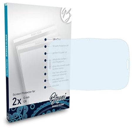 Bruni Schutzfolie kompatibel mit G-tab Q6 Folie, glasklare Displayschutzfolie (2X)