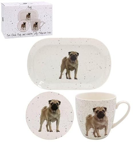 Lesser & Pavey Coaster, Tray & Mug Set | Coffee Table Tray, Mugs & Coasters Set Perfect for Any Home or Office | Tea & Coffee Pug Mug with Tray & Coaster Set – Sarah Boddy