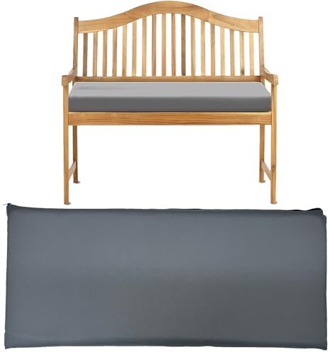 Brillars Garden Bench Cushion Two Seater Water-Resistant Seat Pad Outdoor/Indoor for Patio Swing Furniture Kitchen or Dining Thick Foam Padded Cushions Only 108cm Wide (Charcoal)
