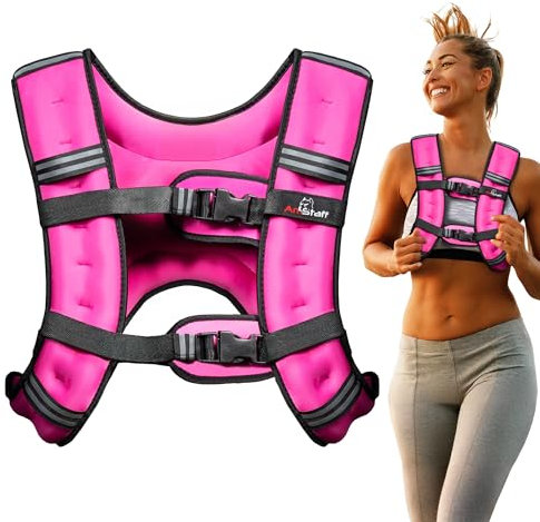 Amstaff Fitness Gewichtsweste – Gewichtsweste für Laufen, Krafttraining und Muskelaufbau, mit reflektierendem Streifen für sicheres Training im Freien (3.6kg, Rosa)