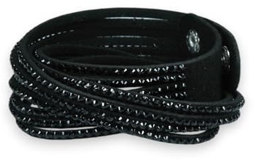 Wickelarmband Damen, Schwarz, Länge 40 cm Breite 2 cm, Wickelarmband Lang, Wickelarmband Damen Leder Schwarz, Imitat mit schwarzen Glitzersteinen, Geschenkidee für Frauen Freundin Tochter