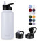 MURBONE Insulated Water Bottle, 1L Stainless Steel Drink Flask with Straw, BPA Free, 2 Lids (Straw Lid and Spout Lid), Leakproof Double Walled Vacuum Water Bottle, White