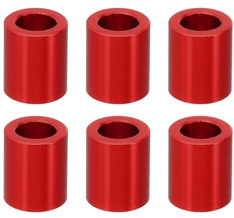 PATIKIL M6 Flach Unterlegscheiben 6Stk Metall Distanzhülsen Alu 6.2mm ID x 10mm AD x 12mm L Flach Unterlegscheiben Schraube Abstandshülsen Rund für 1/4 oder M6 Schraube Bolzen Rot