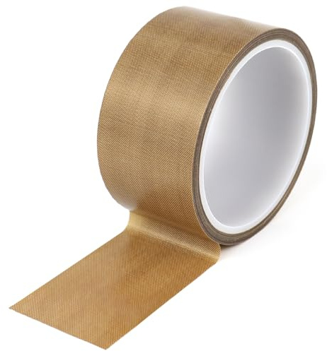 BOMEI PACK PTFE-Klebeband, 1R, Hochtemperatur, 50 mm x 10 m, für Vakuumierer, manuelle Impulsversiegelungen, Isolierung, PTFE-beschichtetes Glasfaser-Klebeband