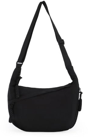 Fecialy Crescent Bag für Frauen Männer Hobo Nylon Crossbody Tasche Multi-Pocket Sling Bag Mond-Tasche Slouchy Dumpling Umhängetasche
