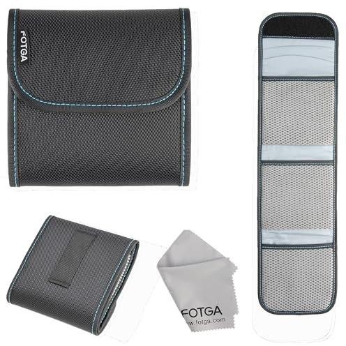 FOTGA 3-slot Camera Lens Filter Case Pouch Wallet for 4x4 100mmx100mm Square Filter Circular Filter Up to 95mm CPL UV ND Filter Case,with Belt Loop,Cleaning Cloth, Water-Resistant Dustproof Shockproof