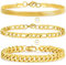 Rajputana Goldkettenarmbänder für Männer und Jungen, S925 Sterlingsilber-Armband, kubanische Figaro-Ketten, Metallgliederarmband-Set, Stapel,Schmuck, Geschenke für ihn, männlich 7 Zoll (17.5cm)