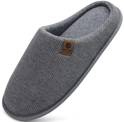 ONCAI Pantofole da Uomo Invernali Ciabatte da Casa con Memory Foam Calde Pelliccia Sintetica Cotone Scarpe Accogliente Antiscivolo Suola Grigio Dimensione 43