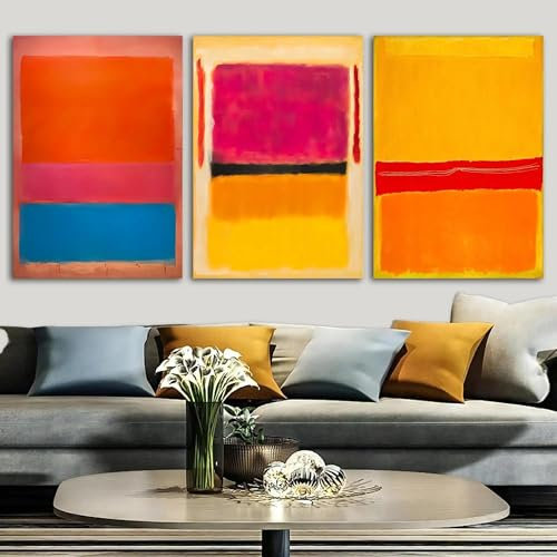 GKUVBF Mark Rothko Poster d'art abstrait classique - Impression sur toile - Reproduction de Rothko pour salon, décoration d'intérieur - 40 x 60 cm - 3 pièces sans cadre