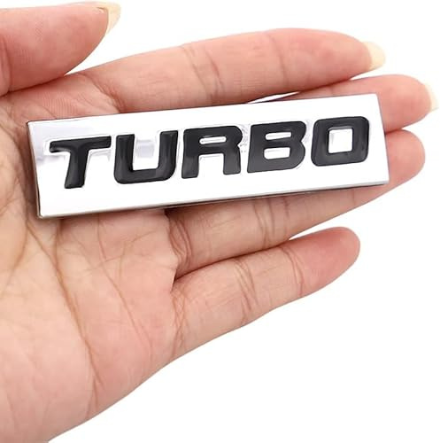 Turbo Emblem 3D-Metall-Kennzeichnung Auto Motorhaube Lastwagen Tür Seite Schlammabdeckung hinten Gepäckwagen Etikett Allgemeine Dekoration (Silver Black)