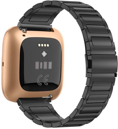 Edelstahl Armbänder für Fitbit Versa 2/Versa SE/Versa Lite/Versa Armband, mit Verstellbares Metall Faltschließe für Herren Damen Klassisch Metall Ersatzarmband mit Fitbit Versa 2 Uhrenarmband (D,22mm)