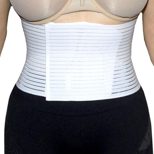BODYPERFECT Postpartale Bauchband nach der Operation - Unisex-Linderung von Rückenschmerzen - Rückenstütze des Bauchbandbinders - Einstellbare Verschlusshöhe 16 cm (Weiß, M)