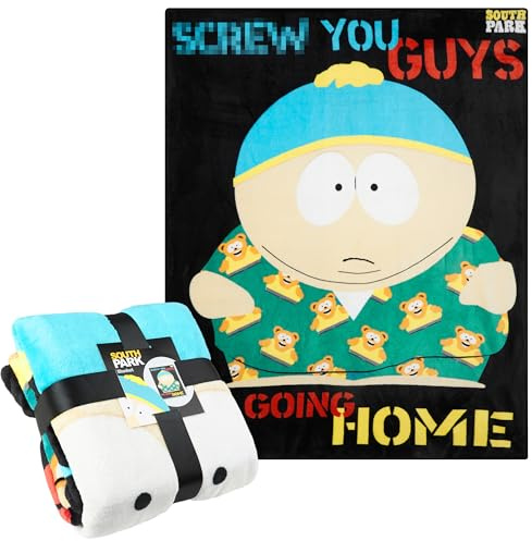 South Park Coperta Pile Morbido Copridivano per Accessori Letto Eric Kenny Cartman Viaggio Decorazioni Casa 130x150cm Diverte Regalo Uomo (Nero/Multicolore Eric)