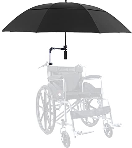 Elektrischer Rollstuhl-Regenschirm-Baldachin – Universal-Sonnenschutz, Regenschutz für widerstandsfähigen Schutz, Stuhlklemmständer für die meisten Rollstühle